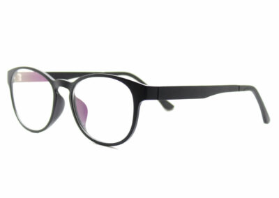 Phoenix clip-on prescription sunglasses by Mr Foureyes angle shot optical glasses in black