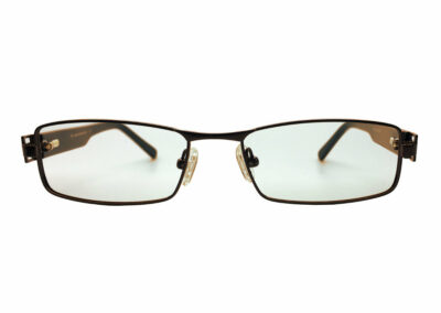 Metal children's glasses frames by Mr Foureyes (Stanley style in brown, front shot)
